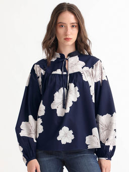 RAREISM - Azure Dark Navy Print Top