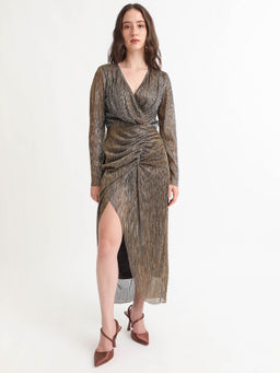 RAREISM - Daso Metalic Gold Solid Dress