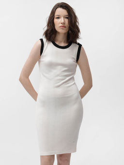 RAREISM - Knitso Primary Off White Solid Sweater Dress