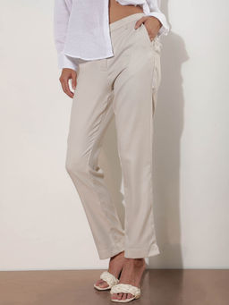 RAREISM - Maeve Dark Beige Solid Trouser