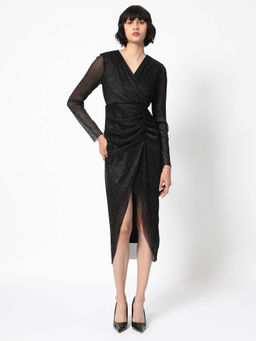 RAREISM - Siga Metalic Black Solid Dress