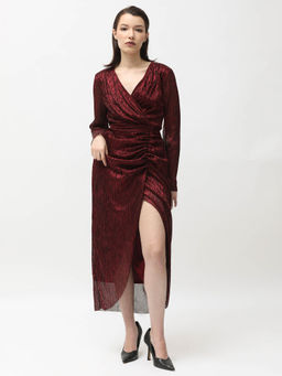 RAREISM - Siga Metalic Red Solid Dress
