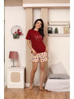 MAYSIXTY - Printed Red Top & Shorts (Set of 2)