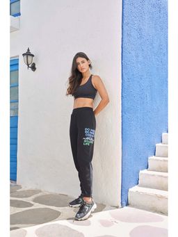 MAYSIXTY - Women Fleece Black Fashion Jogger