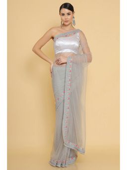 Soch - Grey Net Embellished Sequined with Unstitched
