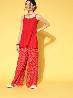 Stylum - Womens Solid Rayon Top And Palazzo Set (set Of 2)