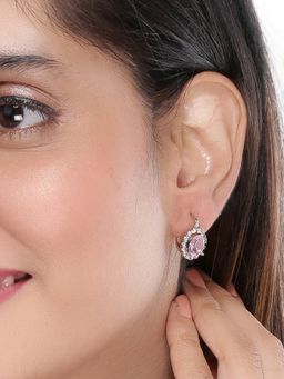 Yellow Chimes - Woman Pink Oval Studs Earrings