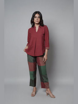 EARTHWEAR - Handloom Cotton Red Co-Ord Set