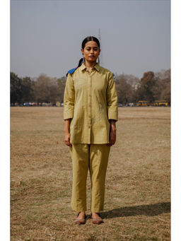EARTHWEAR - Hand Embroidered Cotton Mustard Co-Ord Set