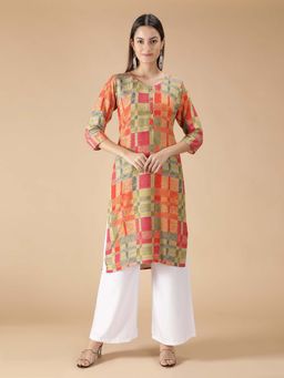 Fabclub - Women Viscose Rayon Printed Straight Women Kurta