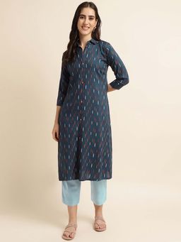 Fabclub - Rayon Printed A-Line Women Kurta (Teal)