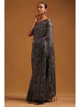 Soch - Womens Black Tusshar Saree With Unstitched Blouse