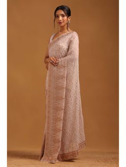 Soch - Womens Cream Georgette Saree With Unstitched Blouse