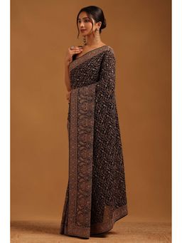 Soch - Womens Black Georgette Saree With Unstitched Blouse