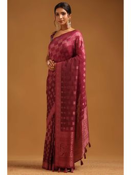 Soch - Womens Wine Tusshar Saree With Unstitched Blouse