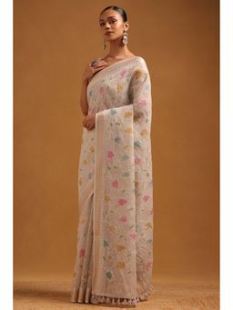 Soch - Womens Linen Saree With Unstitched Blouse