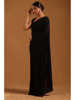 Soch - Womens Black Georgette Saree With Unstitched Blouse