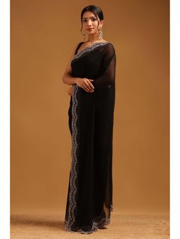 Soch - Womens Black Georgette Saree With Unstitched Blouse
