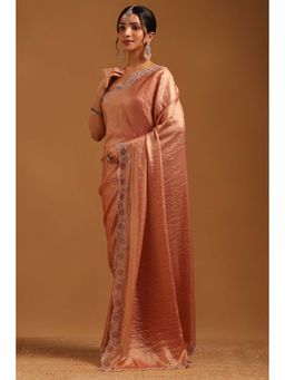 Soch - Womens Peach Fendy Organza Saree With Unstitched Blouse