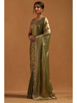 Soch - Womens Light Green Fendy Organza Saree With Unstitched Blouse