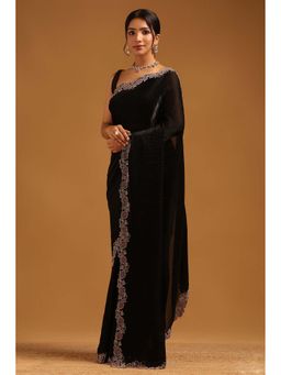 Soch - Womens Black Fendy Organza Saree With Unstitched Blouse