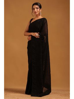 Soch - Womens Black Georgette Saree With Unstitched Blouse