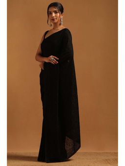 Soch - Womens Black Georgette Saree With Unstitched Blouse