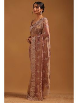 Soch - Womens Mauve Tissue Saree With Unstitched Blouse