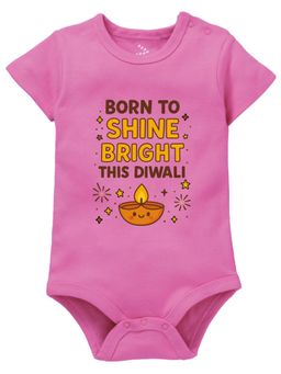 Zeezeezoo - Diwali Theme Half Sleeves Born To Shine Bright This Diwali Baby Onesie