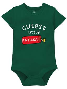 Zeezeezoo - Diwali Theme Half Sleeves Cutest Little Pataka Baby Onesie