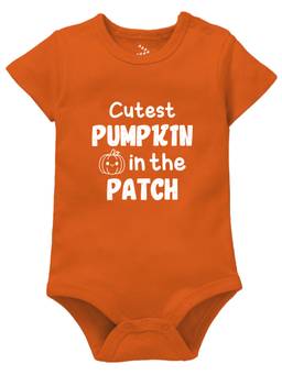 Zeezeezoo - Halloween Theme Half Sleeves Cutest Pumpkin in The Patch Baby Onesie