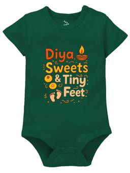 Zeezeezoo - Diwali Theme Half Sleeves Diya Sweets and Tiny Feet Baby Onesie