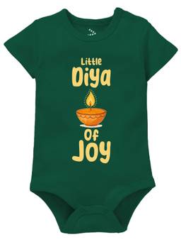 Zeezeezoo - Diwali Theme Half Sleeves Little Diya Of Joy Baby Onesie