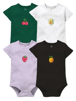 Zeezeezoo - Half Sleeves Fruit Printed Baby Onesie (Pack of 4)