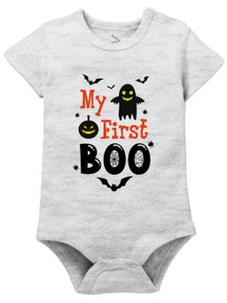 Zeezeezoo - Halloween Theme Half Sleeves My First Boo Baby Onesie