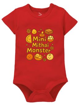 Zeezeezoo - Diwali Theme Half Sleeves Mini Mithai Monster Baby Onesie