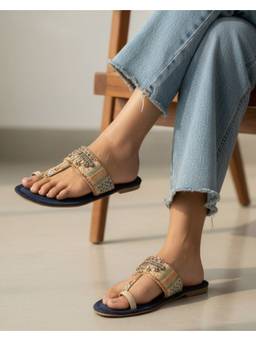 Fizzy Goblet - Women Coconut Colada Blue Kolhapuri Flats