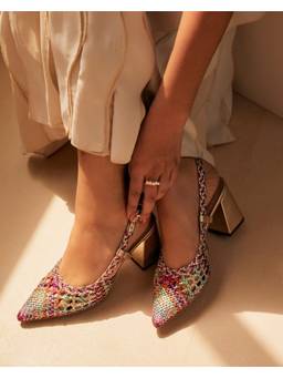 Fizzy Goblet - Women Party Poppers Multi Colour Mule Heels