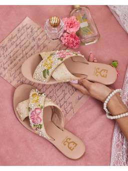 Fizzy Goblet - Women Phool Proof Multicolor Criss Cross Sliders