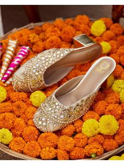 Fizzy Goblet - Women Golden Bubbles Gold Heels