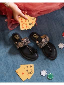 Fizzy Goblet - Women Midnight Highball Black Kolhapuri Flats