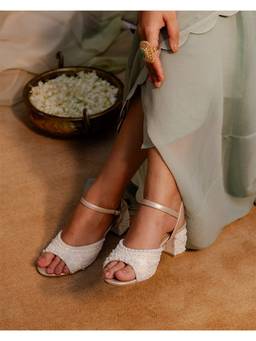 Fizzy Goblet - Women Pearls on the Floor White Sandal Heels