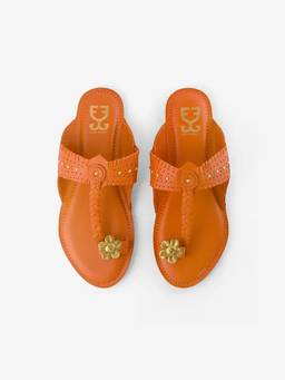 Fizzy Goblet - Women Genda Orange Kolhapuri Flats