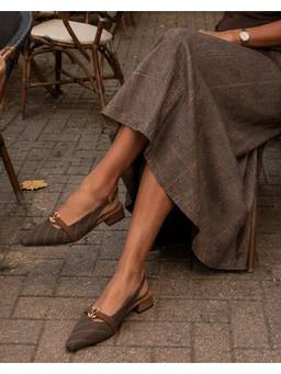 Fizzy Goblet - Women Lines & lattes Brown Slingback Mules