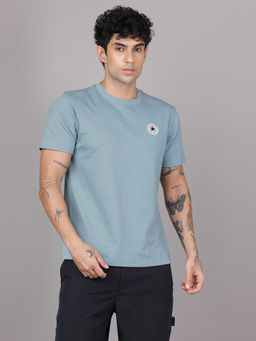 Converse - Men's Pin Striped Embroidered Crew Neck T-shirt