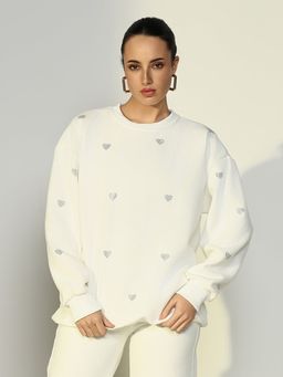 SHOWOFF - Edition Women's Embellished White Sweatshirt