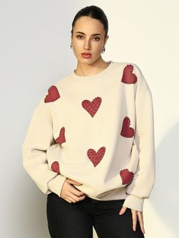 SHOWOFFFF - Edition Women's Embellished Cream Sweatshirt