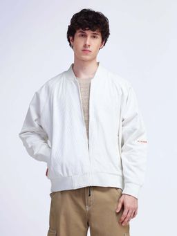 Flying Machine - White Relaxed Fit Bomber Jacket