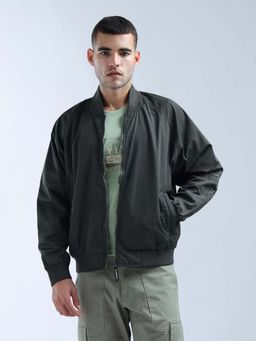 Flying Machine - Black Oversized Fit Solid Jacket