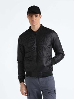 Flying Machine - Stand Collar Solid Bomber Jacket